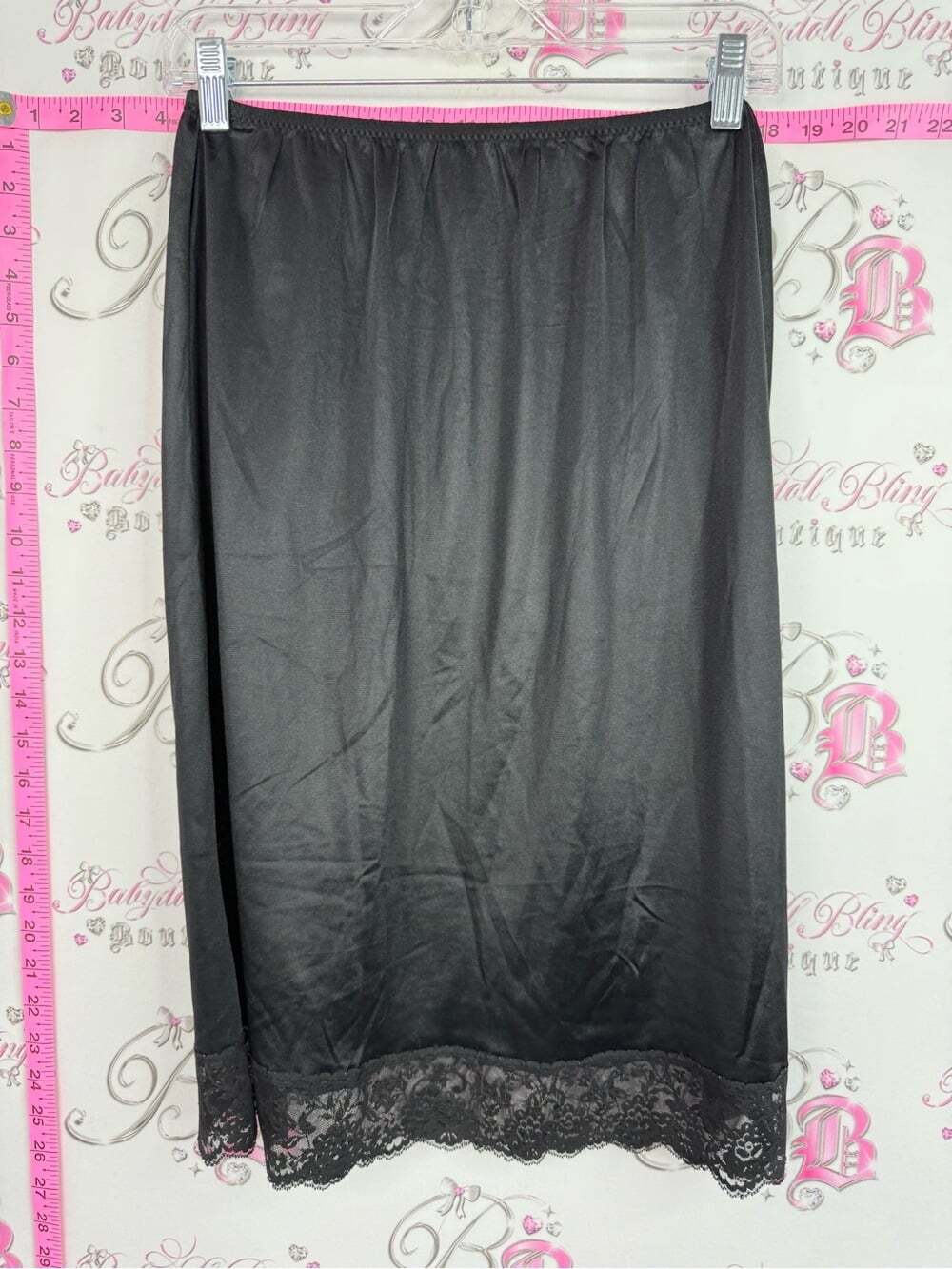 French maid skirt Black Lace-Hem Midi Slip Skirt - Women